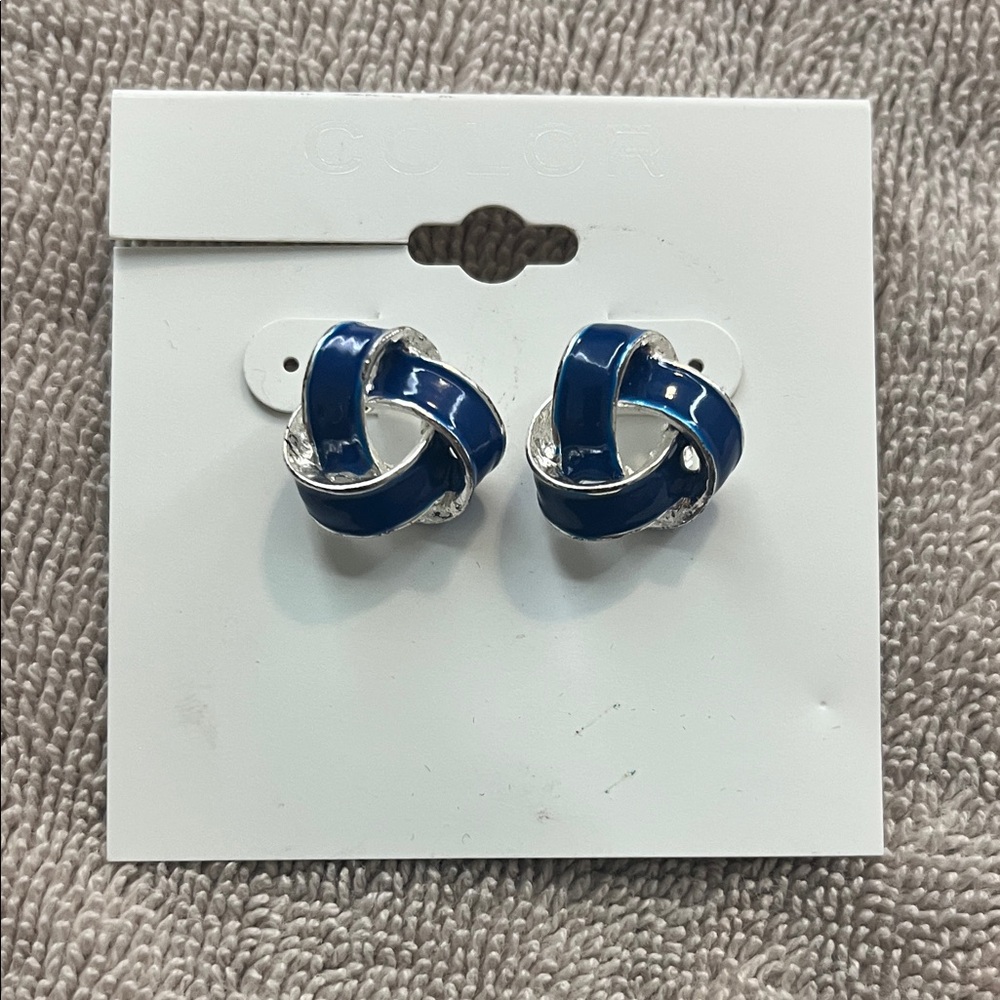 Kohl's Navy and Silver Knot Earrings